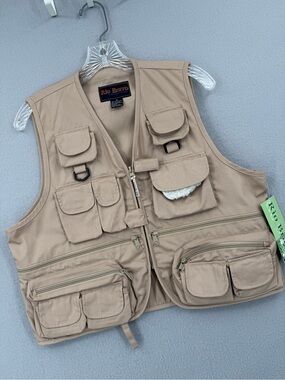 Rio Bravo Sports Vest Fishing Hunting Shooting Outdoor Mens Medium Khaki Cotton